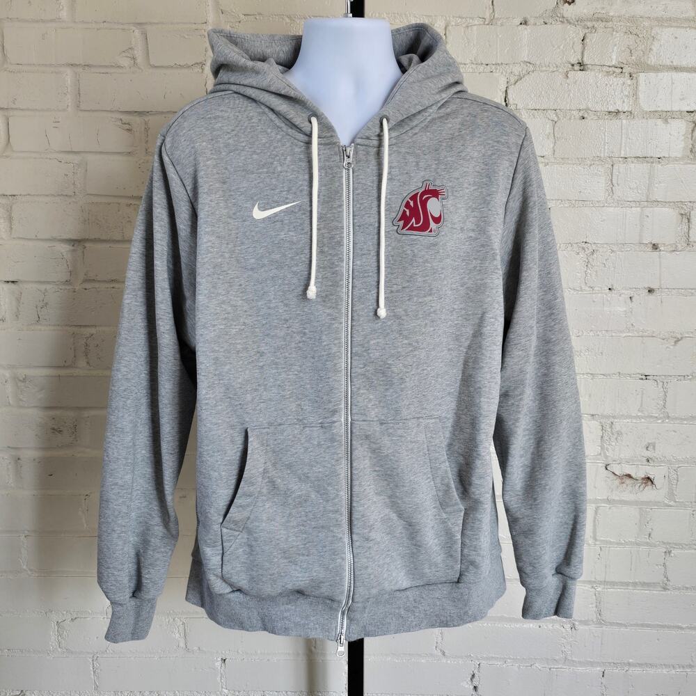 Nike WSU College Full Zip Gray Hoodie┃ Dri-FIT Washington State Cougars Sports